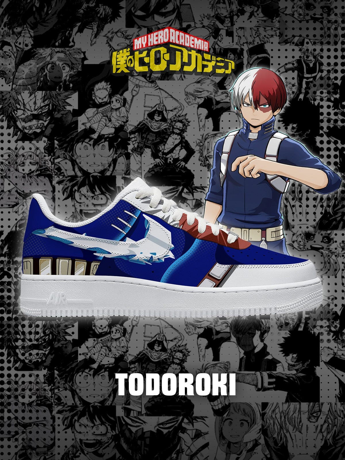 Shoto Todoroki Version 2 My Hero Academia AF1 Shoes