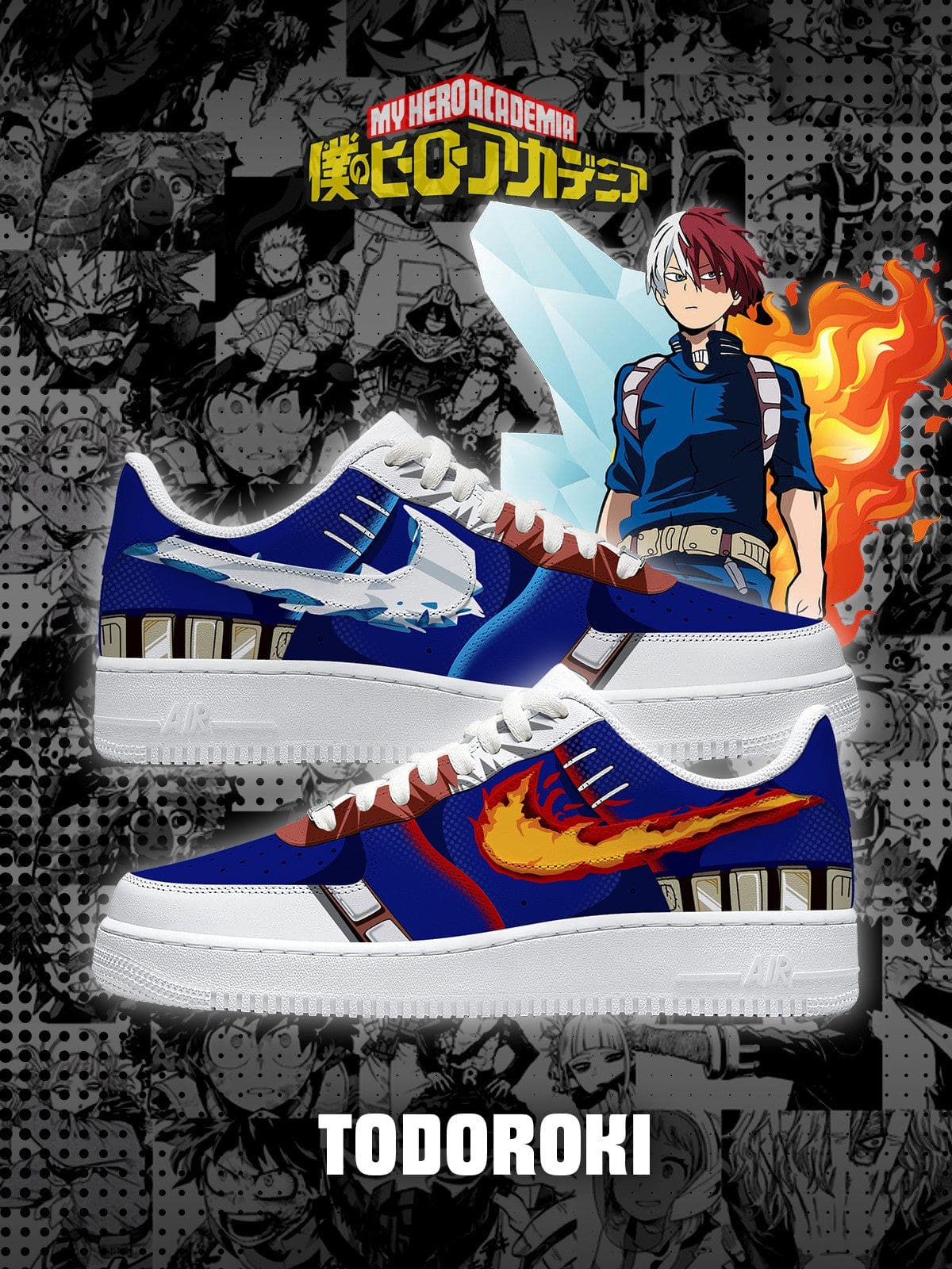 Shoto Todoroki Version 2 My Hero Academia AF1 Shoes