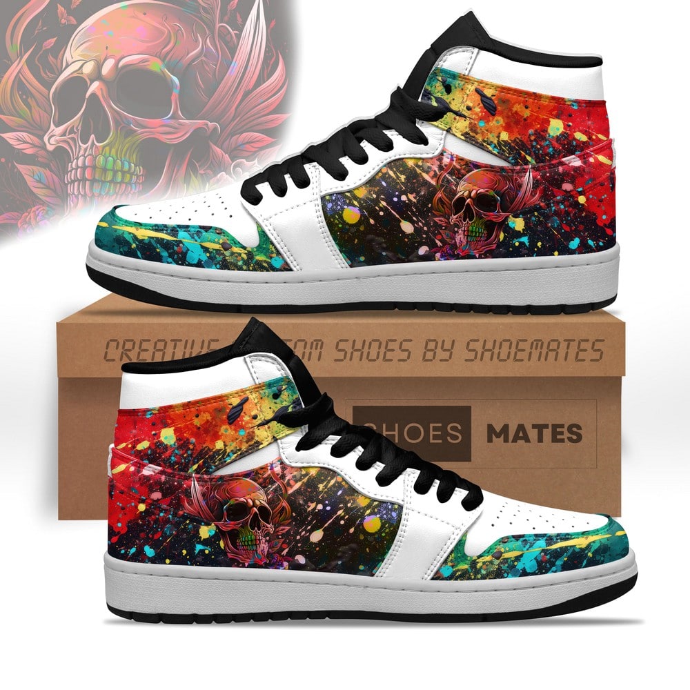 Colorful Skull AJ1 High Top Shoes