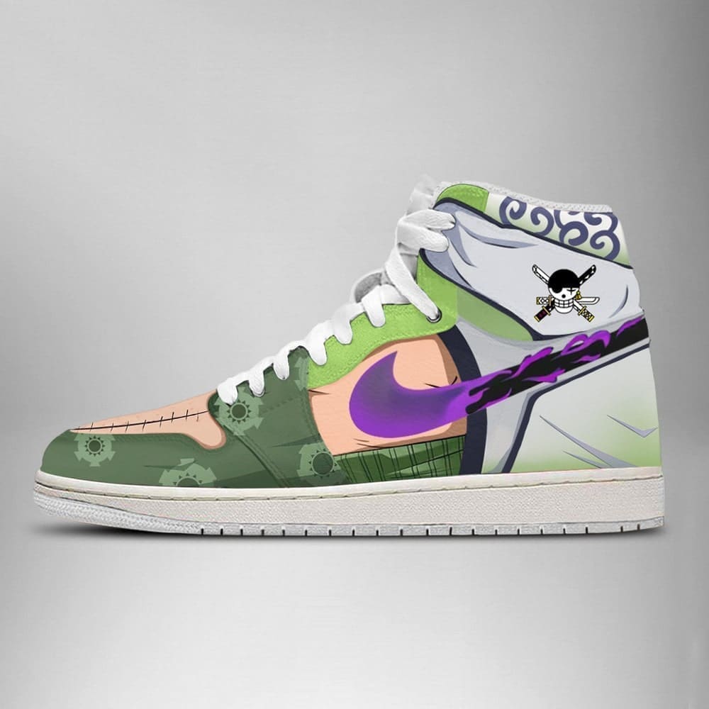 Zoro One Piece Air Jordan 1 High Top Shoes SMZOPA1